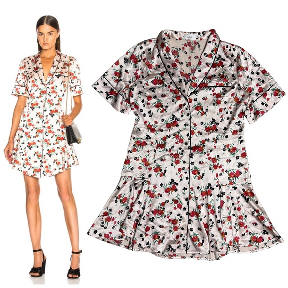 A.L.C. Floral 100% Silk Ruthie Button Down Shirt Dress - Picture 1 of 9